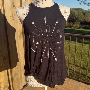 Black Graphic Tank Top
